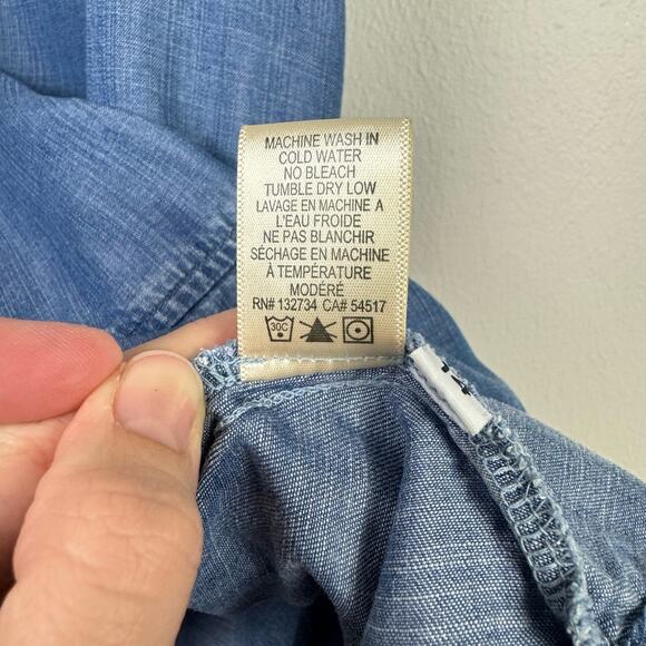 Chelsea & Violet | Girls 14 Blue Chambray Tencel V-neck Sleeveless A-line Dress - Picture 7 of 7